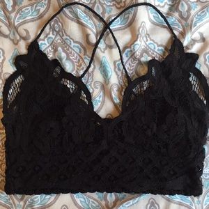 Black Free People Floral Bralette